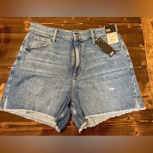 NWT Lee Heritage Women's High Rise Frayed Hem Denim Shorts Size 14